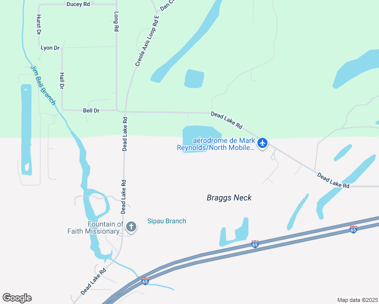 map of restaurants, bars, coffee shops, grocery stores, and more near 1801 Dead Lake Road in Creola