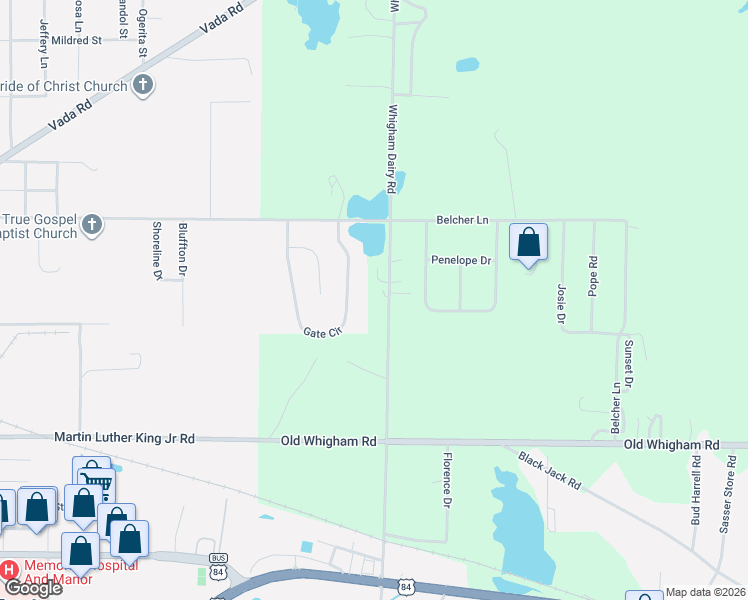 map of restaurants, bars, coffee shops, grocery stores, and more near 209-299 Whigham Dairy Road in Bainbridge