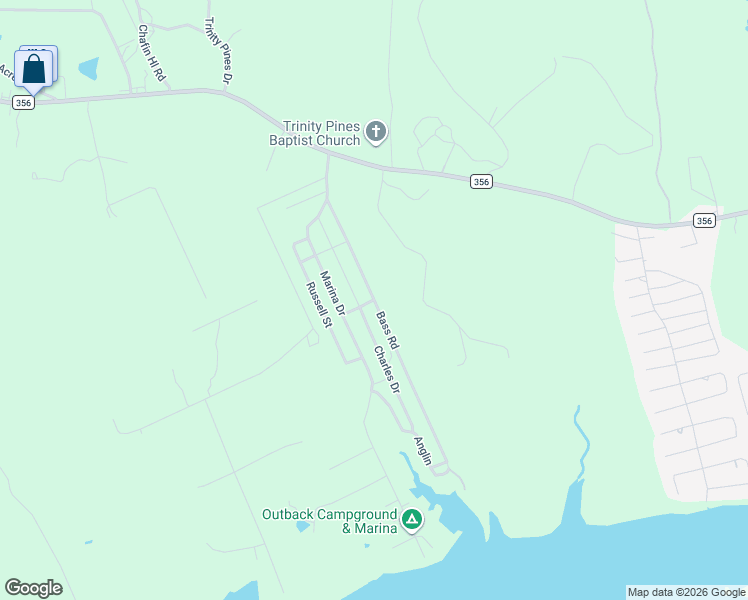 map of restaurants, bars, coffee shops, grocery stores, and more near Bass Road in Trinity