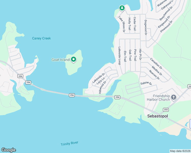 map of restaurants, bars, coffee shops, grocery stores, and more near 307 Lakeside Loop in Trinity