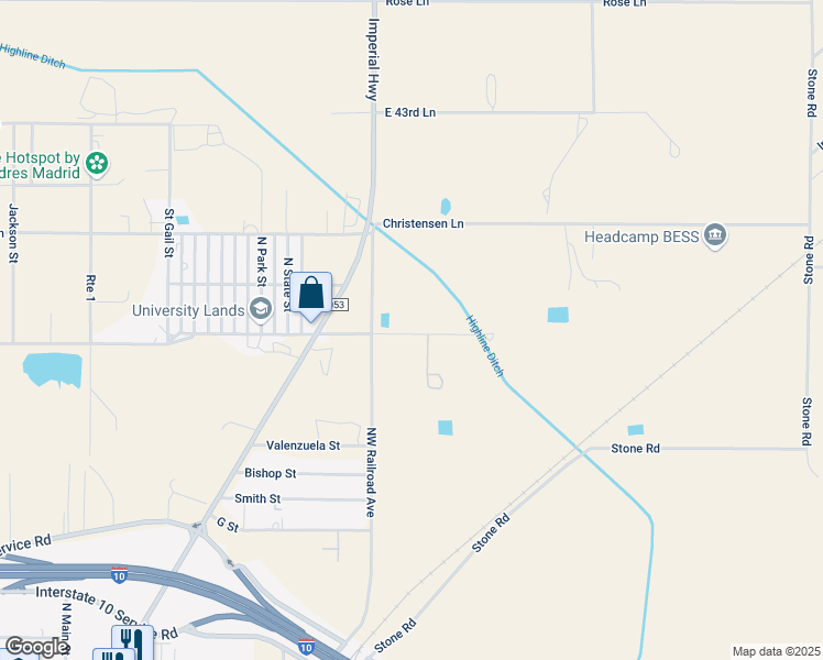 map of restaurants, bars, coffee shops, grocery stores, and more near Bumgardner in Fort Stockton