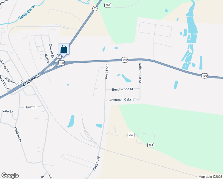 map of restaurants, bars, coffee shops, grocery stores, and more near 128 Beechwood Street in Jasper