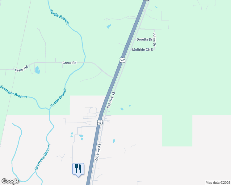 map of restaurants, bars, coffee shops, grocery stores, and more near 10820 Old Highway 43 in Axis