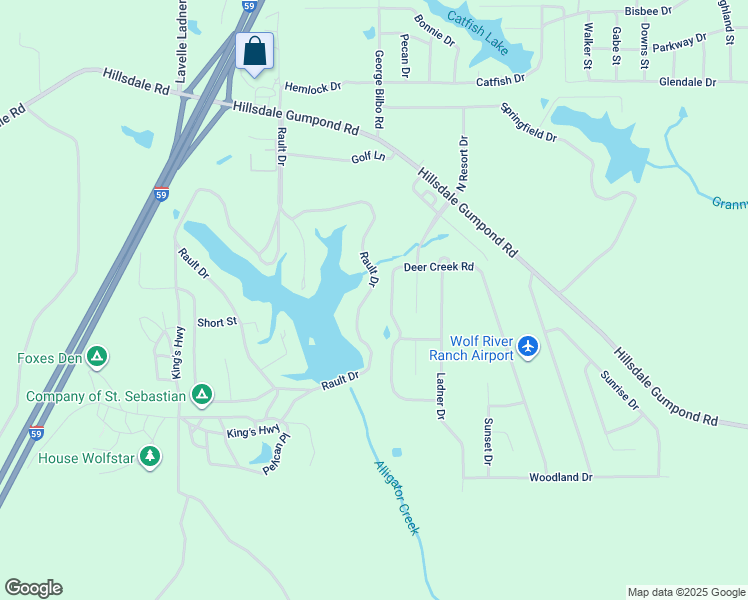 map of restaurants, bars, coffee shops, grocery stores, and more near 332 Rault Drive in Lumberton