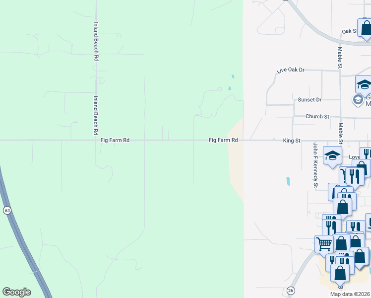 map of restaurants, bars, coffee shops, grocery stores, and more near 139 Brashier Lane in Lucedale