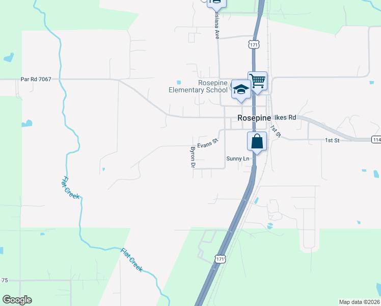 map of restaurants, bars, coffee shops, grocery stores, and more near 1702 Byron Bolton Lane in DeRidder