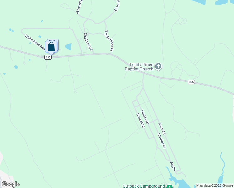 map of restaurants, bars, coffee shops, grocery stores, and more near Bass Road in Trinity