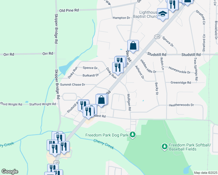 map of restaurants, bars, coffee shops, grocery stores, and more near 4137 Hamilton Circle in Valdosta
