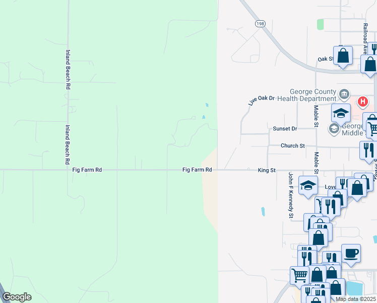 map of restaurants, bars, coffee shops, grocery stores, and more near 127-199 Terry Road in Lucedale