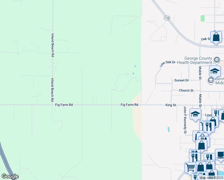 map of restaurants, bars, coffee shops, grocery stores, and more near 127 Terry Road in Lucedale
