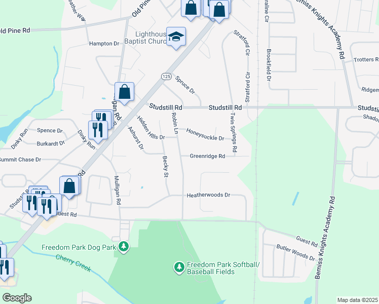 map of restaurants, bars, coffee shops, grocery stores, and more near 3901 Greenridge Road in Valdosta