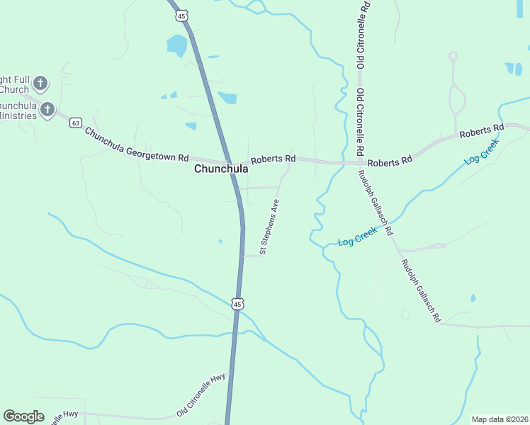 map of restaurants, bars, coffee shops, grocery stores, and more near 10965 Saint Stephens Avenue in Chunchula