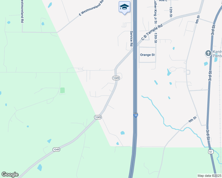 map of restaurants, bars, coffee shops, grocery stores, and more near 1427 Louisiana 1049 in Kentwood