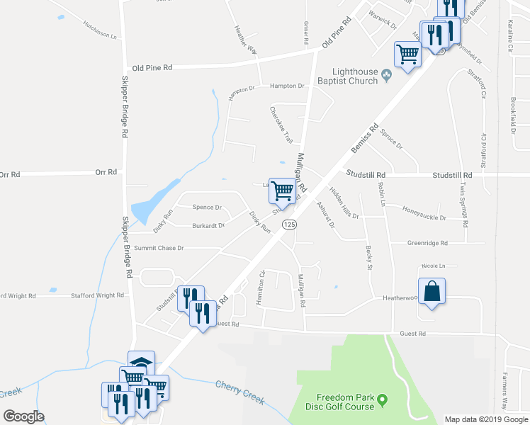 map of restaurants, bars, coffee shops, grocery stores, and more near 3529 Studstill Road in Valdosta