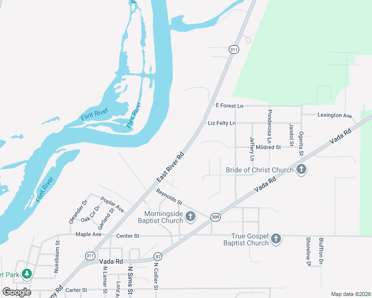 map of restaurants, bars, coffee shops, grocery stores, and more near 1339 East River Road in Bainbridge