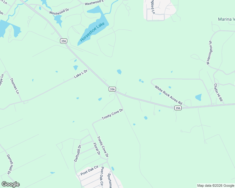 map of restaurants, bars, coffee shops, grocery stores, and more near 3325 Farm to Market Road 356 in Trinity