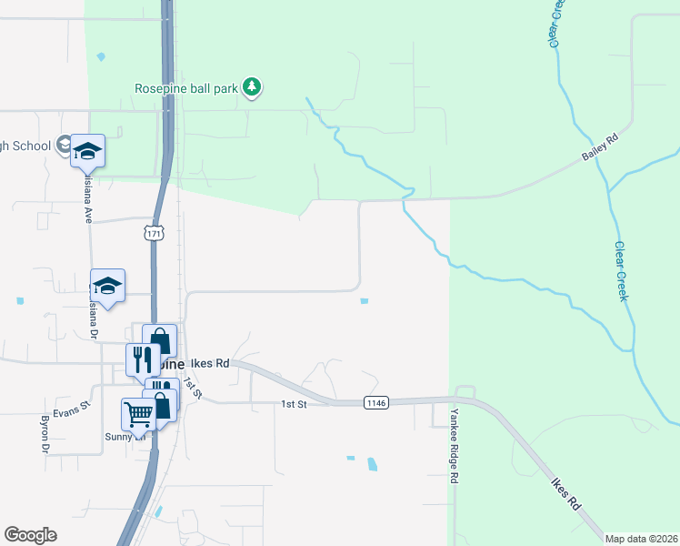 map of restaurants, bars, coffee shops, grocery stores, and more near 1569-1695 Par Road 7040 in DeRidder