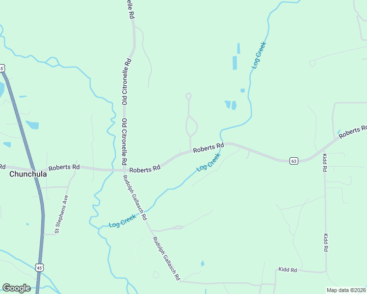 map of restaurants, bars, coffee shops, grocery stores, and more near 11153 Roberts Road in Chunchula