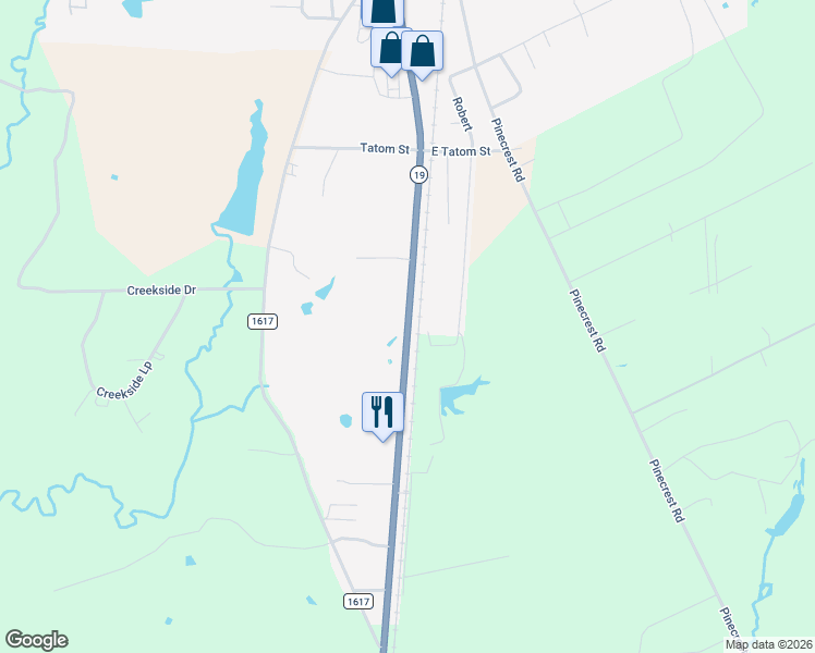 map of restaurants, bars, coffee shops, grocery stores, and more near 832 South Robb Street in Trinity