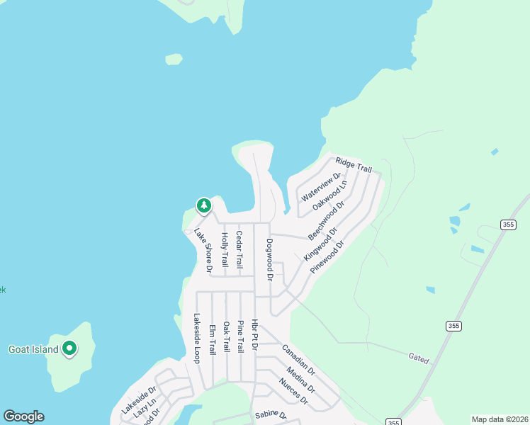 map of restaurants, bars, coffee shops, grocery stores, and more near 156 Lake Shore Drive in Trinity