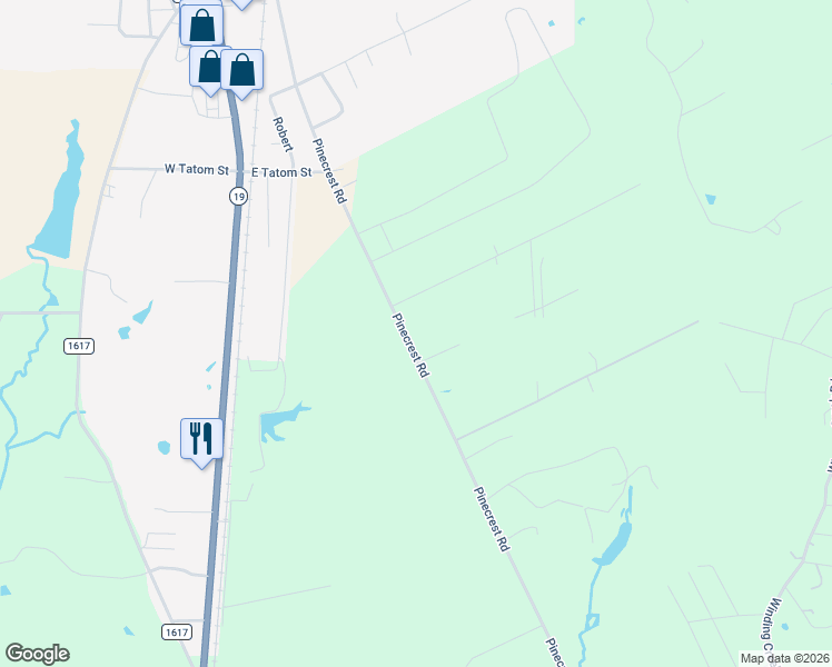map of restaurants, bars, coffee shops, grocery stores, and more near 1559 Pinecrest Road in Trinity