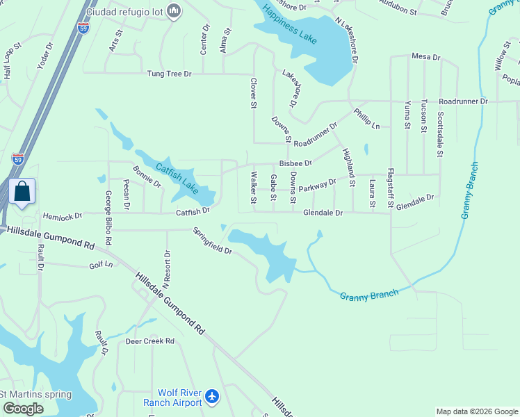 map of restaurants, bars, coffee shops, grocery stores, and more near Walker Street in Lumberton