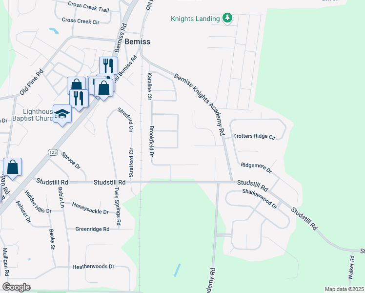 map of restaurants, bars, coffee shops, grocery stores, and more near 3821 Lynfield Lane in Valdosta