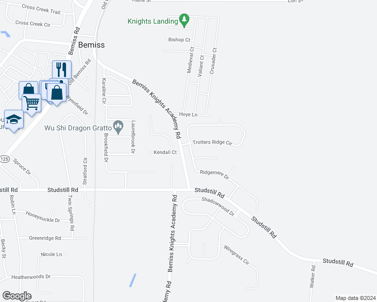 map of restaurants, bars, coffee shops, grocery stores, and more near 3704 Ridgemere Drive in Valdosta