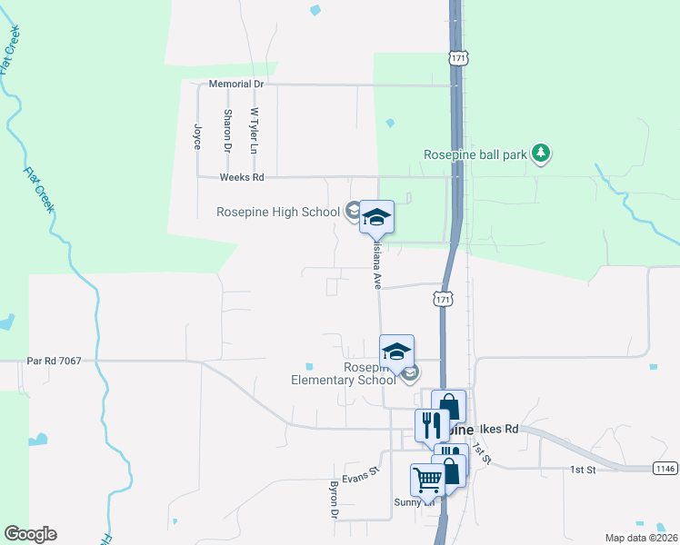 map of restaurants, bars, coffee shops, grocery stores, and more near 7059-7273 Cullbreath Drive in DeRidder