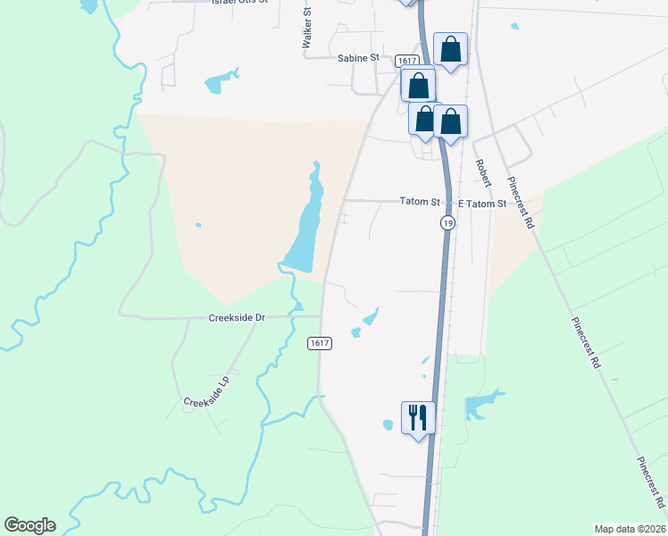 map of restaurants, bars, coffee shops, grocery stores, and more near 151 Farm to Market 1617 in Trinity