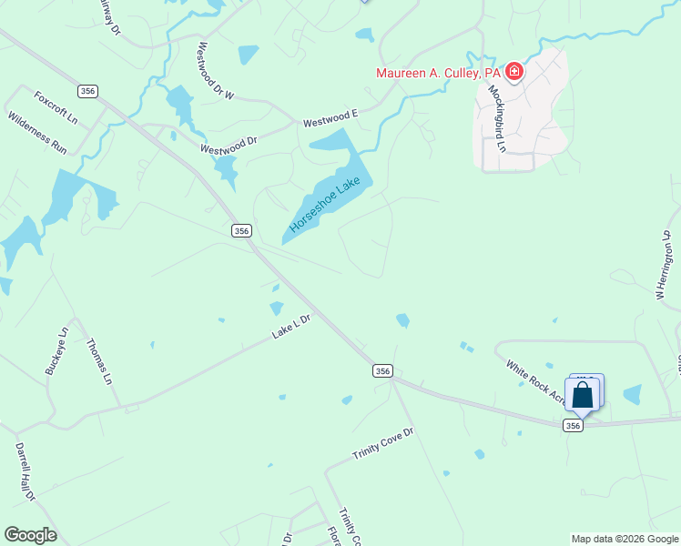 map of restaurants, bars, coffee shops, grocery stores, and more near 28 Meadow Lake Drive in Trinity