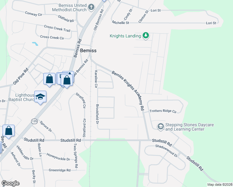 map of restaurants, bars, coffee shops, grocery stores, and more near 3915 Karaline Circle in Valdosta