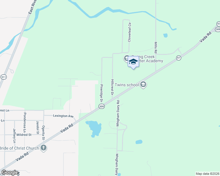 map of restaurants, bars, coffee shops, grocery stores, and more near 119 Hillcrest Drive in Bainbridge