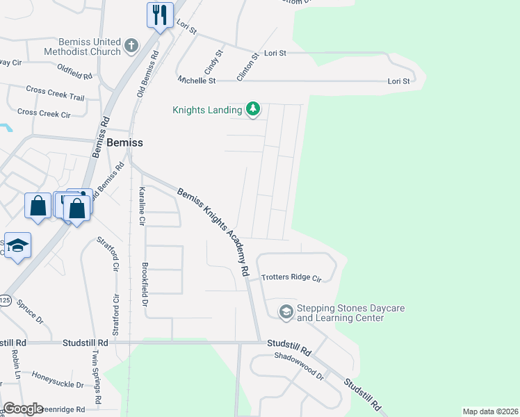 map of restaurants, bars, coffee shops, grocery stores, and more near 3929 Medieval Court in Valdosta