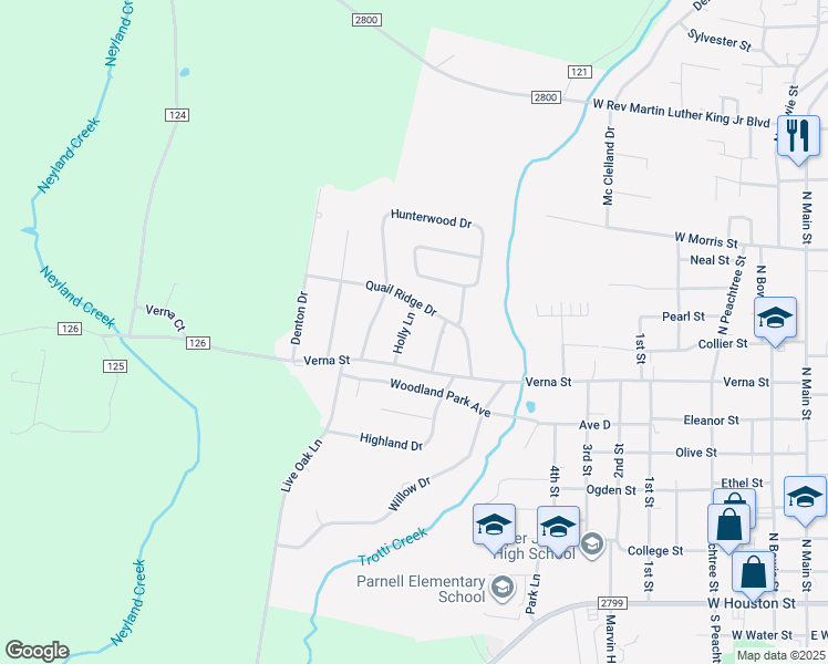 map of restaurants, bars, coffee shops, grocery stores, and more near 850 Holly Lane in Jasper