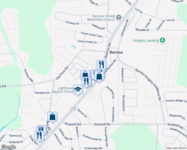map of restaurants, bars, coffee shops, grocery stores, and more near 4701-4799 Mac Road in Valdosta