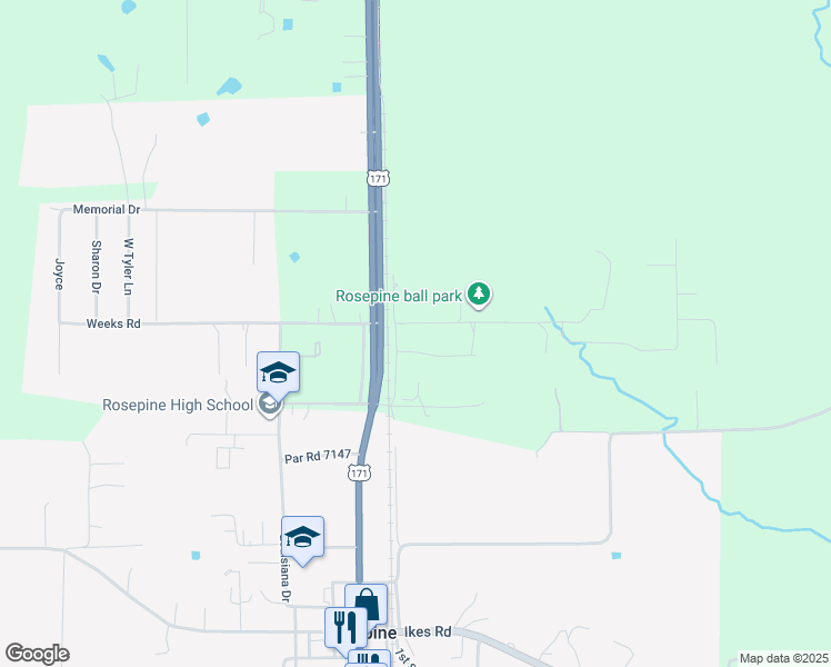 map of restaurants, bars, coffee shops, grocery stores, and more near 100-172 Par Road 746 in Leesville