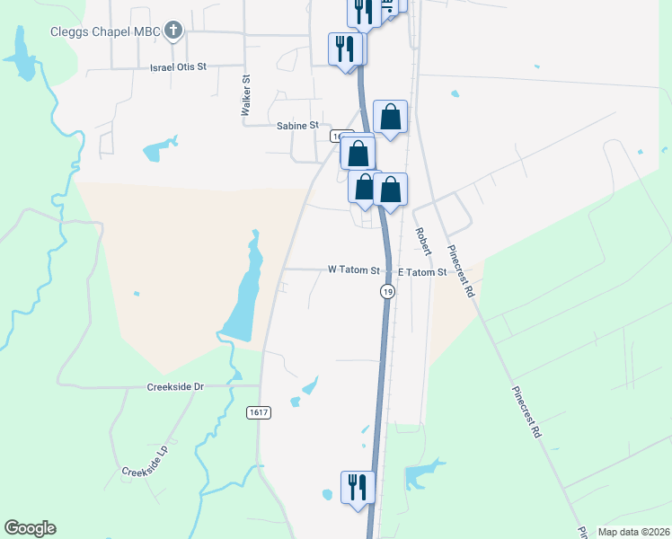 map of restaurants, bars, coffee shops, grocery stores, and more near West Tatom in Trinity