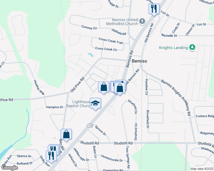 map of restaurants, bars, coffee shops, grocery stores, and more near 4701 Mac Road in Valdosta