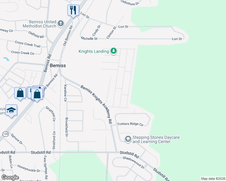 map of restaurants, bars, coffee shops, grocery stores, and more near 3929 Medieval Court in Valdosta