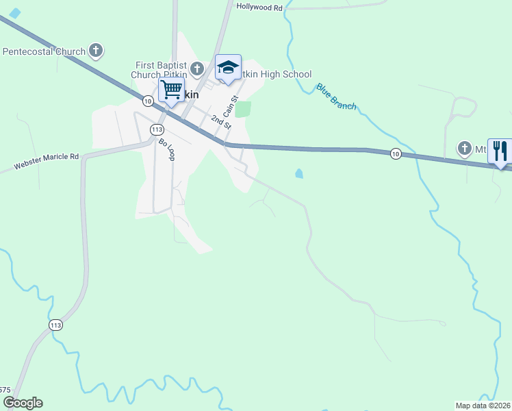 map of restaurants, bars, coffee shops, grocery stores, and more near 156 Lee Hill Road in Pitkin