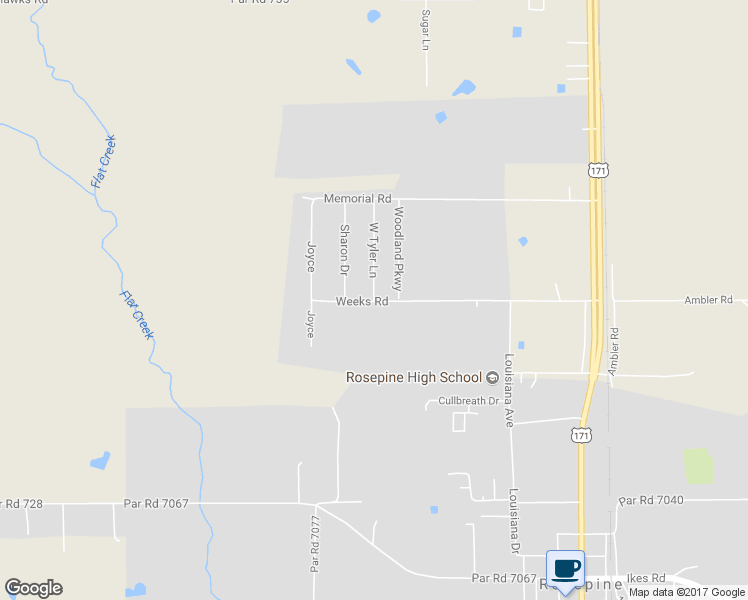map of restaurants, bars, coffee shops, grocery stores, and more near Tyler Street in Leesville