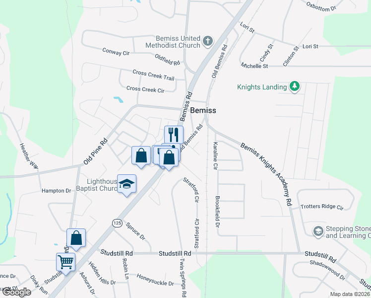 map of restaurants, bars, coffee shops, grocery stores, and more near 4070 Grande Oaks Drive in Valdosta