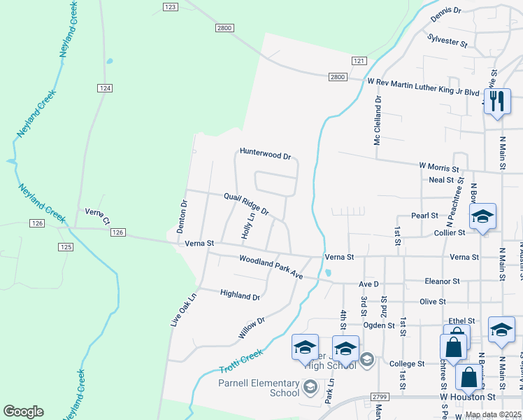map of restaurants, bars, coffee shops, grocery stores, and more near 850 Holly Lane in Jasper