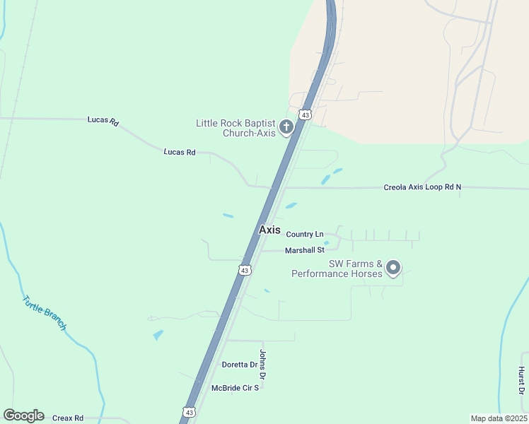 map of restaurants, bars, coffee shops, grocery stores, and more near Alabama 13 in Axis