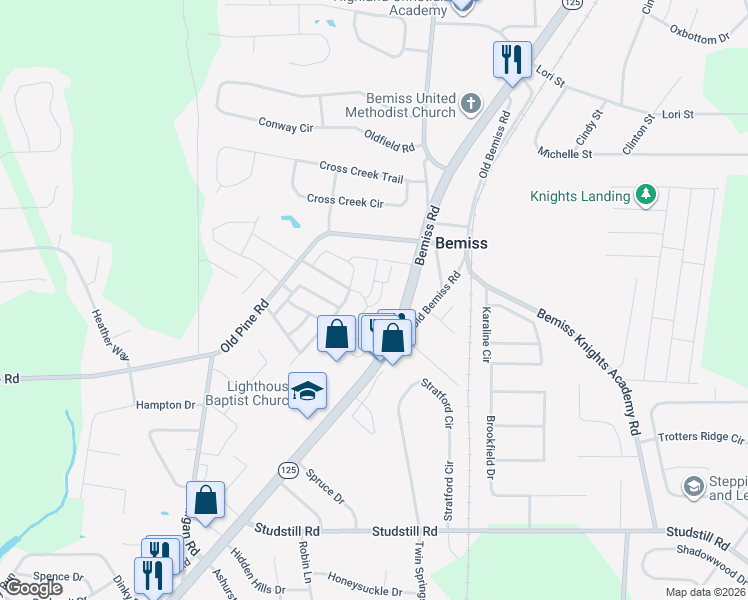 map of restaurants, bars, coffee shops, grocery stores, and more near 4106 Barrington Drive in Valdosta