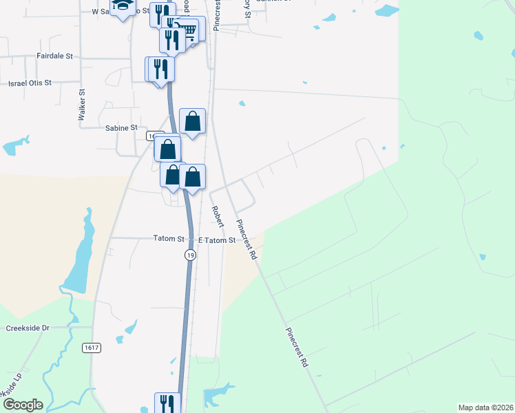 map of restaurants, bars, coffee shops, grocery stores, and more near 311 Pinecrest Drive in Trinity