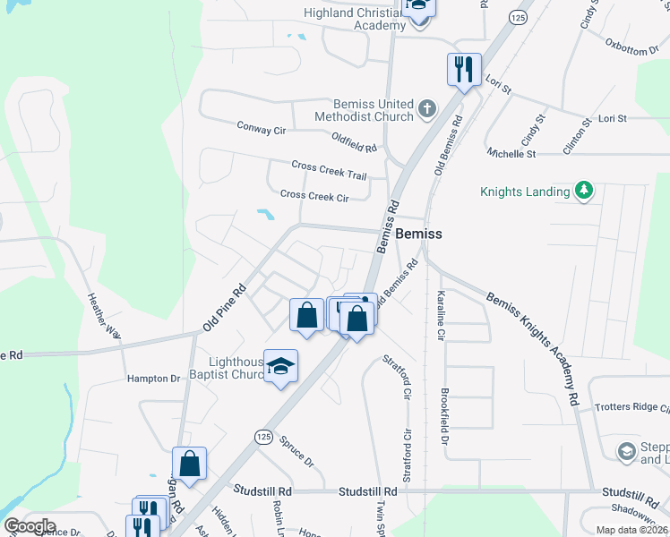map of restaurants, bars, coffee shops, grocery stores, and more near 4106 Barrington Drive in Valdosta