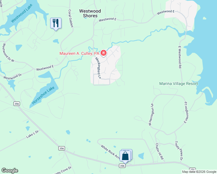 map of restaurants, bars, coffee shops, grocery stores, and more near 99 Cardinal in Trinity
