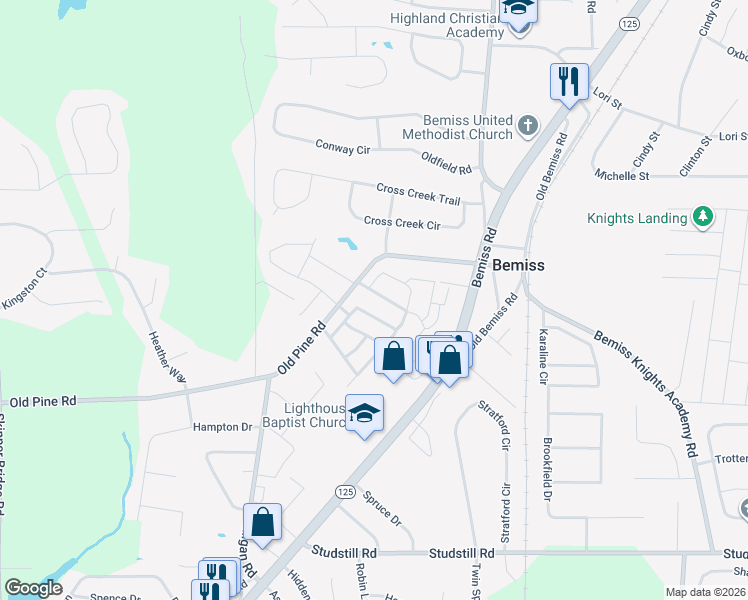 map of restaurants, bars, coffee shops, grocery stores, and more near 4029 Glen Laurel Drive North in Valdosta